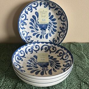 Artisan de Luxe Blue Floral Melamine Pasta 🍝 Plates Set of 4 NEW!